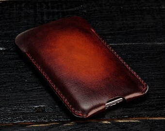 Personalized Leather iPhone Sleeve: Hand-Stitched Italian Leather