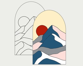 Beginner pattern Abstract Mountains DIY Stained glass pattern Pattern PDF Digital Download