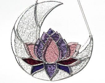 Flower Stained glass art, Stained glass Lotus, Flower Suncatcher, Garden decor, Unique mothers day gift