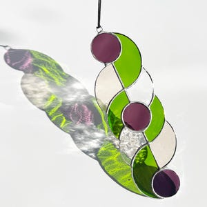 Stained glass Mid century art, Tactile glass Suncatcher Modern Stained glass window hangings, Mid century modern