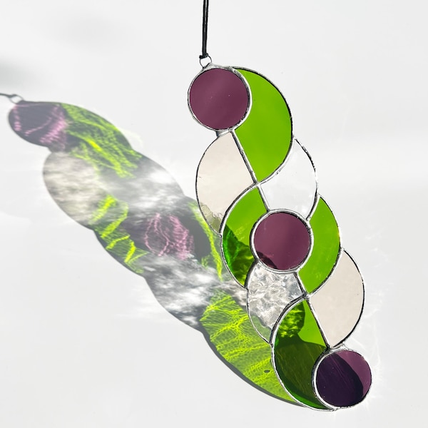 Mid-Century Modern Stained Glass Suncatcher: Handmade Copper Foil Art
