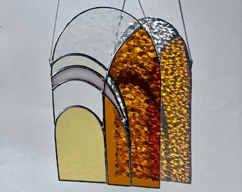 Art Deco Stained Glass Suncatcher: Handmade Window Hanging