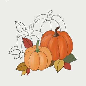 May include: A digital illustration of a group of pumpkins with autumn leaves. The pumpkins are orange and brown. The leaves are red, orange, and green. The text "HOBBY LICENSE" is at the top of the image. The text "License: personal use only. This pattern is not to be resold, replicated or distributed." is below the title. The text "Pattern by GLASLINIE" is at the bottom of the image.