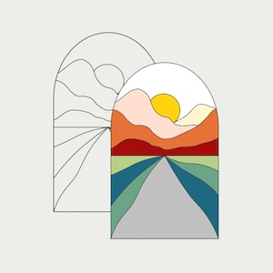Pattern stained glass landscape Digital PDF Beginner Pattern Easy Stained glass DIY