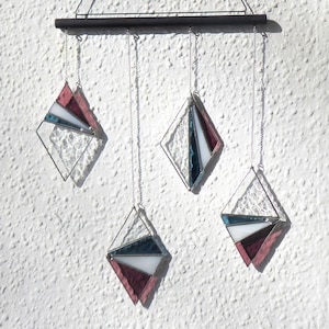 Mobile Stained glass sun catcher, Modern Stained glass mobile, Window suncatcher, Stained glass window hangings