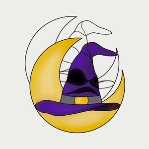 Stained glass patterns Witch hat | Halloween pattern | Autumn pattern | Suncatcher pattern | Stained glass PDF