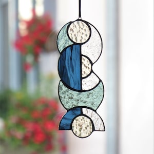 Mid Century Modern Stained Glass Suncatcher: Handmade Window Hanging Art
