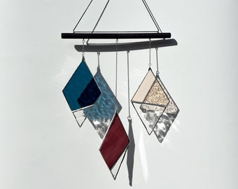 Stained Glass Suncatcher Mobile: Modern Boho Window Hanging