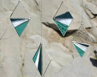 Mid Century Modern Glas Mobile: Geometrischer Fenster Sonnenfänger