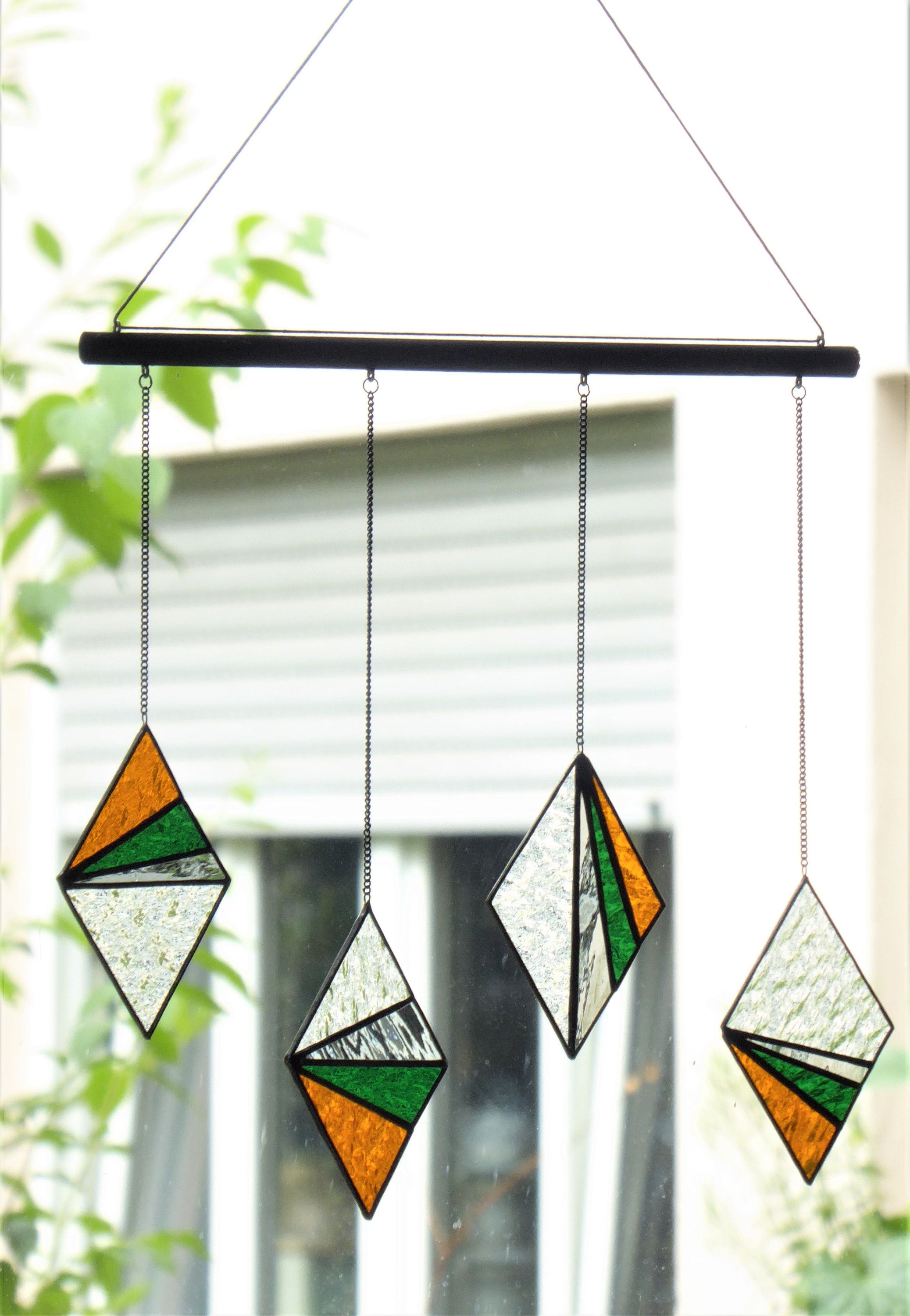 Modern Stained Glass Mobile Suncatcher Thanksgiving decor Etsy