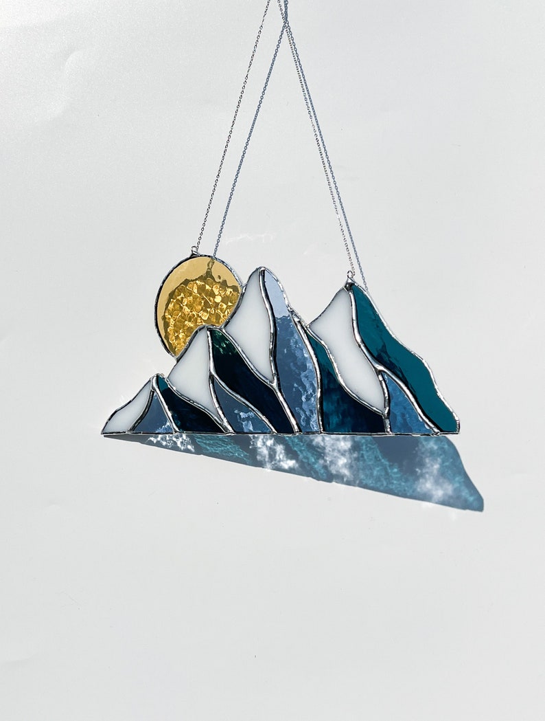 stained glass panel mountains
