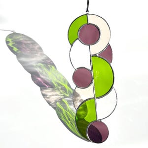 Mid century art Stained glass window hanging Abstract Suncatcher Stained glass panel