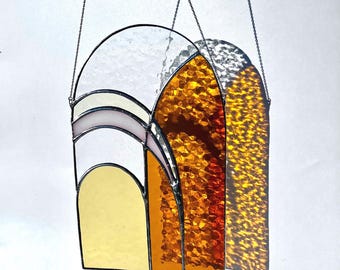 Art Deco Stained Glass Suncatcher: Handmade Window Hanging