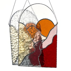 Handmade Stained Glass Suncatcher: Desert Landscape Window Art