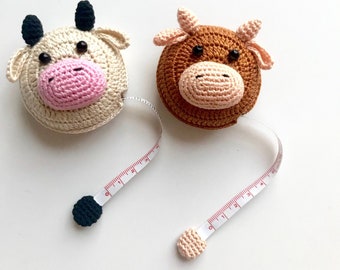 Crochet cow tapemeasure, pure handmade cow tapemeasure , Christmas gift