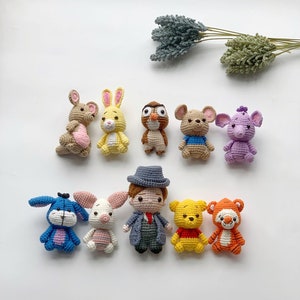 Crochet Pooh, Pooh set , Handmade plush animal , Handmade animals , Christmas ornaments, Christmas gift