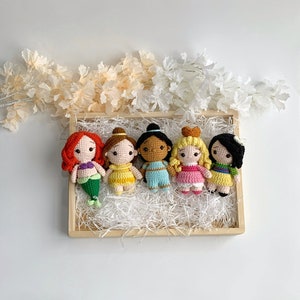 Crochet Princess Dolls, Handmade Princess, Princess Plush Dolls, Christmas&#39;s gift, Birthday gift, Ornaments.
