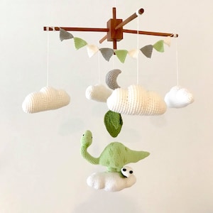 CrochetDinosaur baby mobile, Crochet Dinosaur baby crib, Dinosaur egg baby Toy baby mobile, baby gift, Baby Crib Mobile, Nursery crib mobile