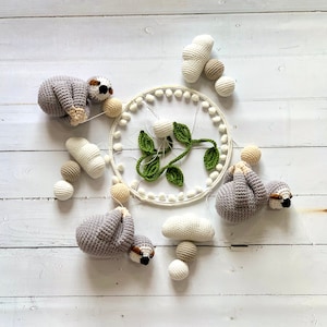 Sloths babymobile, Crochet sloth with leaves llama mobile, sloths Toy baby mobile, baby gift, Baby Crib Mobile, sloth Nursery crib mobile