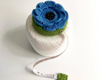Crochet beautiful flower tape measure, pure handmade, gift for house and living