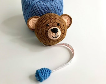 Crochet teddybear tapemeasure,  pure handmade, cute gift for home and living