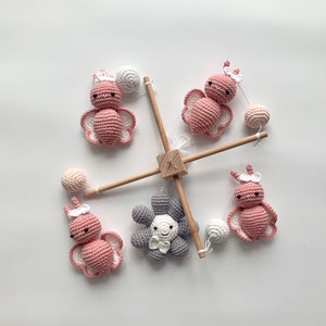 Butterfly baby mobile and flower baby mobile , crochet knit baby girl nursery, flower baby nursery, butterflies toy,crochet flower ornaments