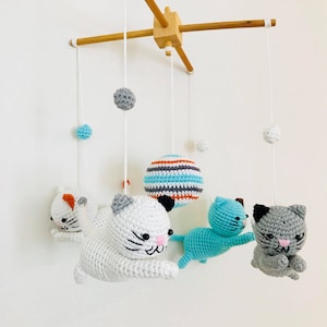 Crochet kitten baby mobile, kitten mobile nursery, Baby Mobile Meow Meow, Cat baby mobile,Crochet cat, Baby Crib Mobile, Nursery crib mobile