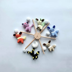 Crochet Characters baby mobile, handmade baby nursery, baby mobile crib, baby shower gift