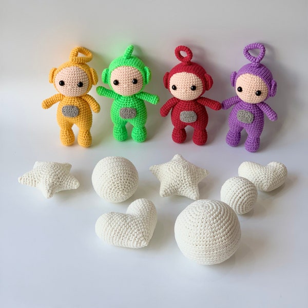 Crochet Teletubbies baby toys, set of handmade Teletubbies, Christmas baby gift, baby plush dolls, baby gift, birthday gifts.