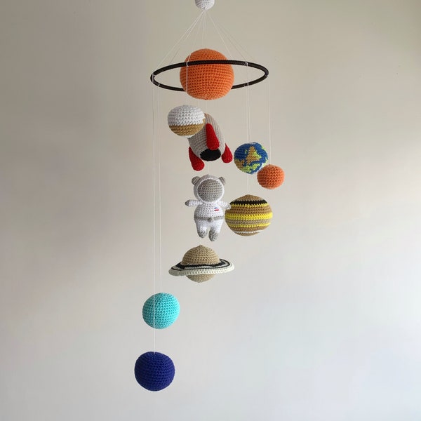 Combo Handmade Solar System baby mobile, crochet planets baby mobile, kid toy, learning planets Christmas gift, planet's ornaments