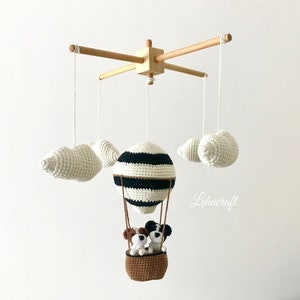 Hot balloon& 2 puppies baby mobile, puppy mobile nursery, crohet Baby Mobile,Crochet puppy Baby Crib Mobile, cute Nursery crib mobile