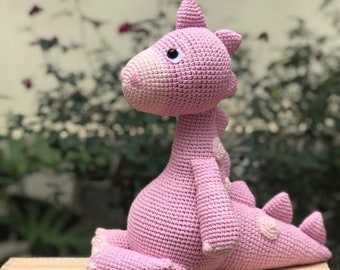 Handmade dinosaur plush toy, crochet dinosaur, knit dinosaur, dinosaur stuff animal, Christmas gift, birthday gift for dinosaur lover