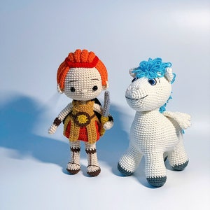 Crochet Hercules with Pegasus, baby Pegasus plush toy, handmade Hercules stuff doll, perfect Christmas gift, home decor, baby birthday gift
