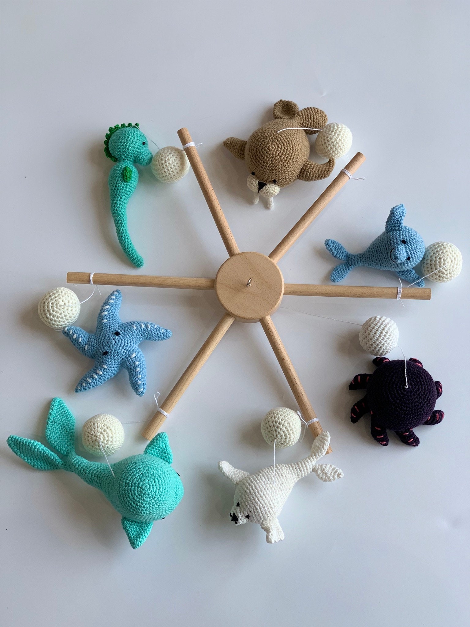 Achat Crochet Mobile Bébé ANIMAUX MARINS (4-en-1) Véritable travail manuel  en gros