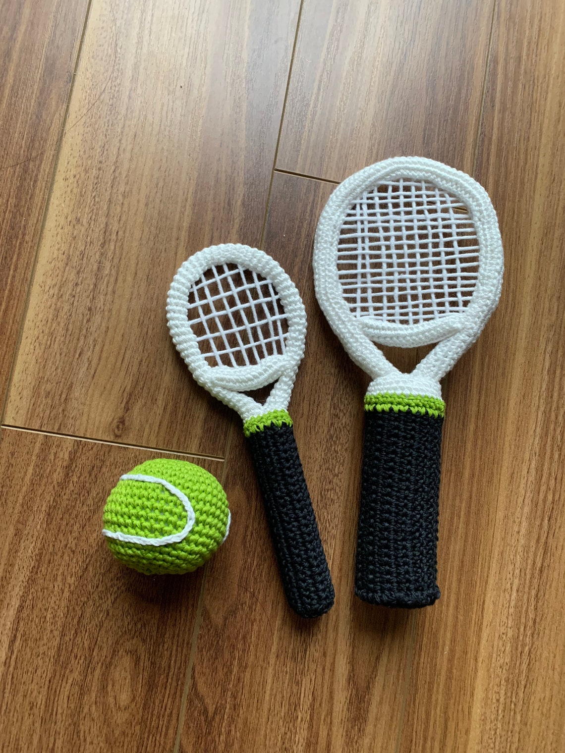 Set of baby toy with crochet tennis ball and racket tennis Etsy