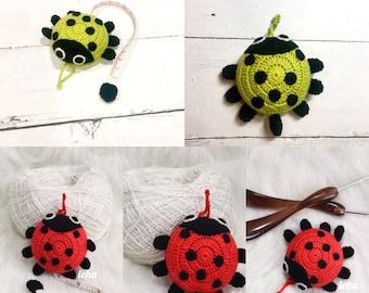 Set di 5 misure di coccinella all'uncinetto, regalo Chrismas, misure di coccinella, simpatica misurazione del nastro, misurazione del nastro animale, regalo per qualcuno speciale