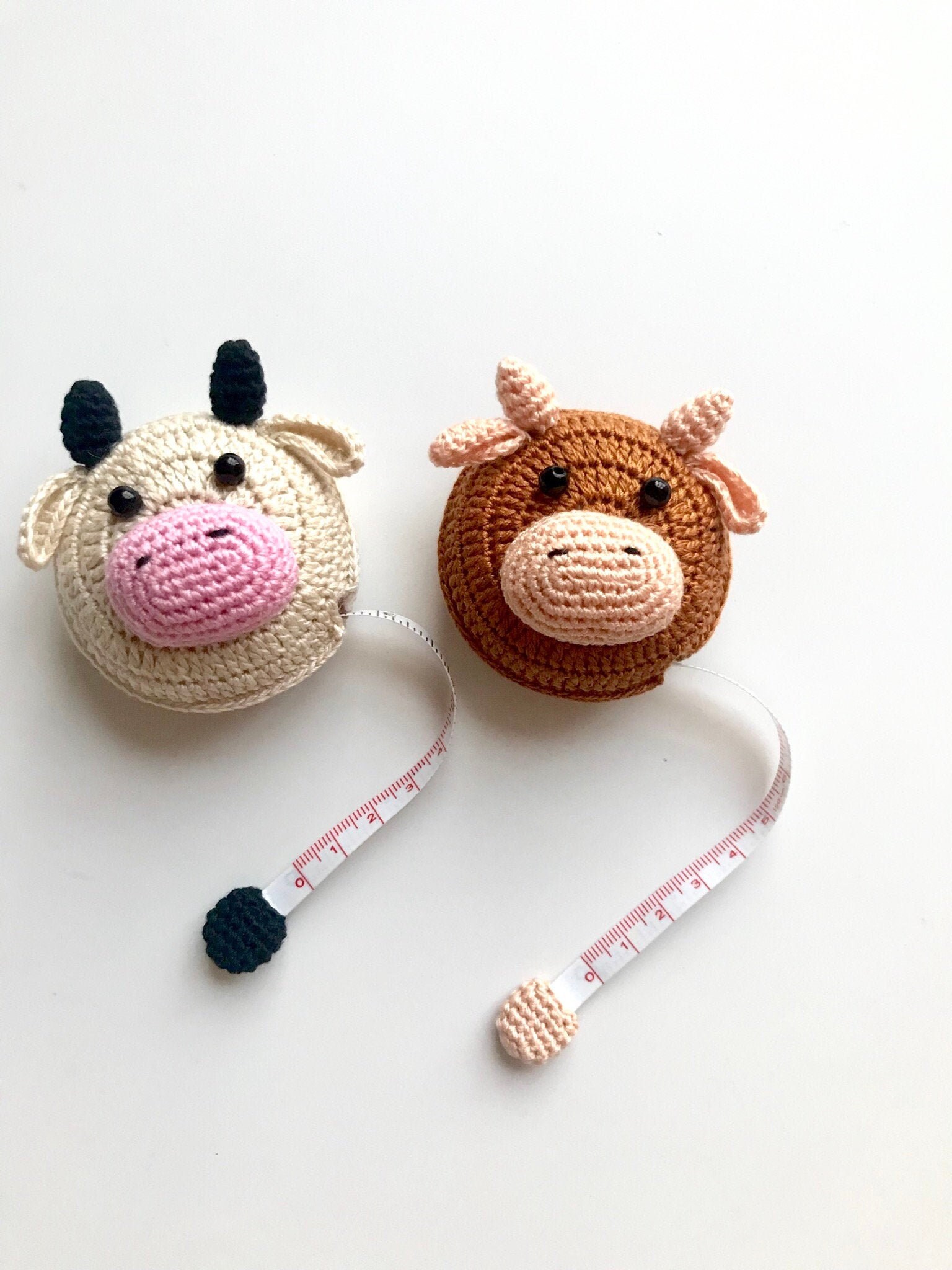 Crochet cow tapemeasure, pure handmade cow tapemeasure , Christmas gift