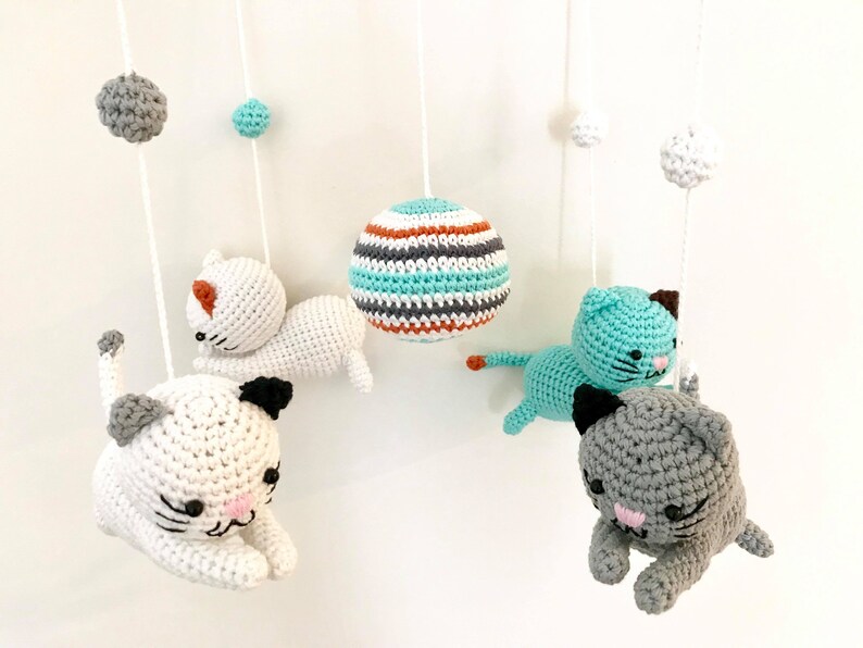 Crochet Kitten Baby Mobile Kitten Mobile Nursery Baby Mobile Etsy