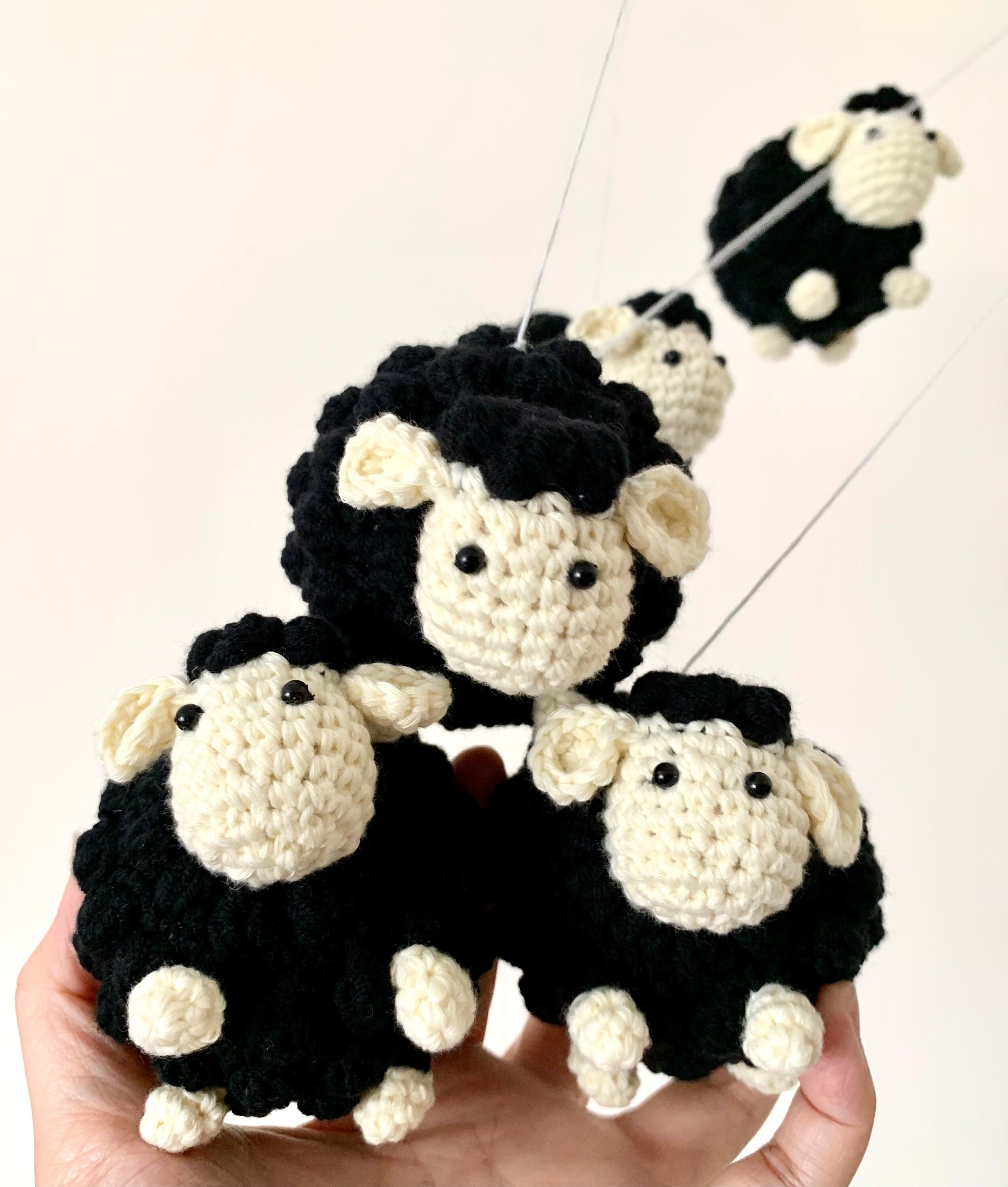 Black sheeps baby mobile crochet sheep baby nusery sheeps Etsy