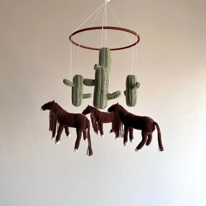 Handmade horses baby mobile, crochet horses baby nursery, crochet horse theme baby mobile, shower gift image 3