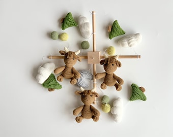 Cow Crib Mobile Etsy