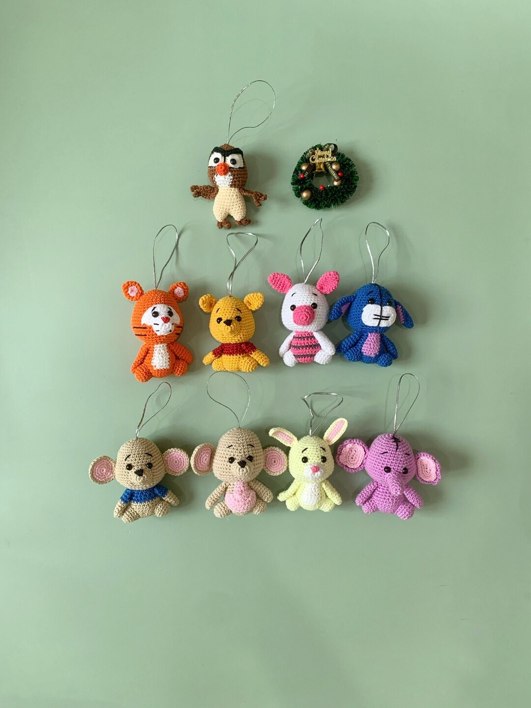 Set of Crochet Animals Ornaments Winnie Pooh , Combo Handmade Stuffed