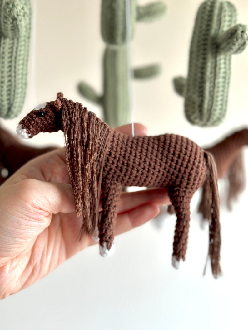 Handmade horses baby mobile, crochet horses baby nursery, crochet horse theme baby mobile, shower gift image 4