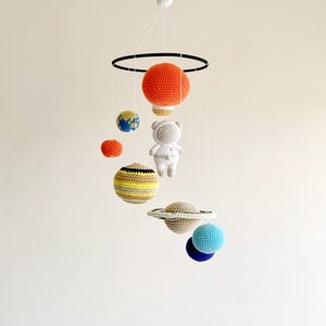 Combo Handmade Solar System baby mobile, crochet planets baby mobile, kid toy, learning planets Christmas gift, planet&#39;s ornaments