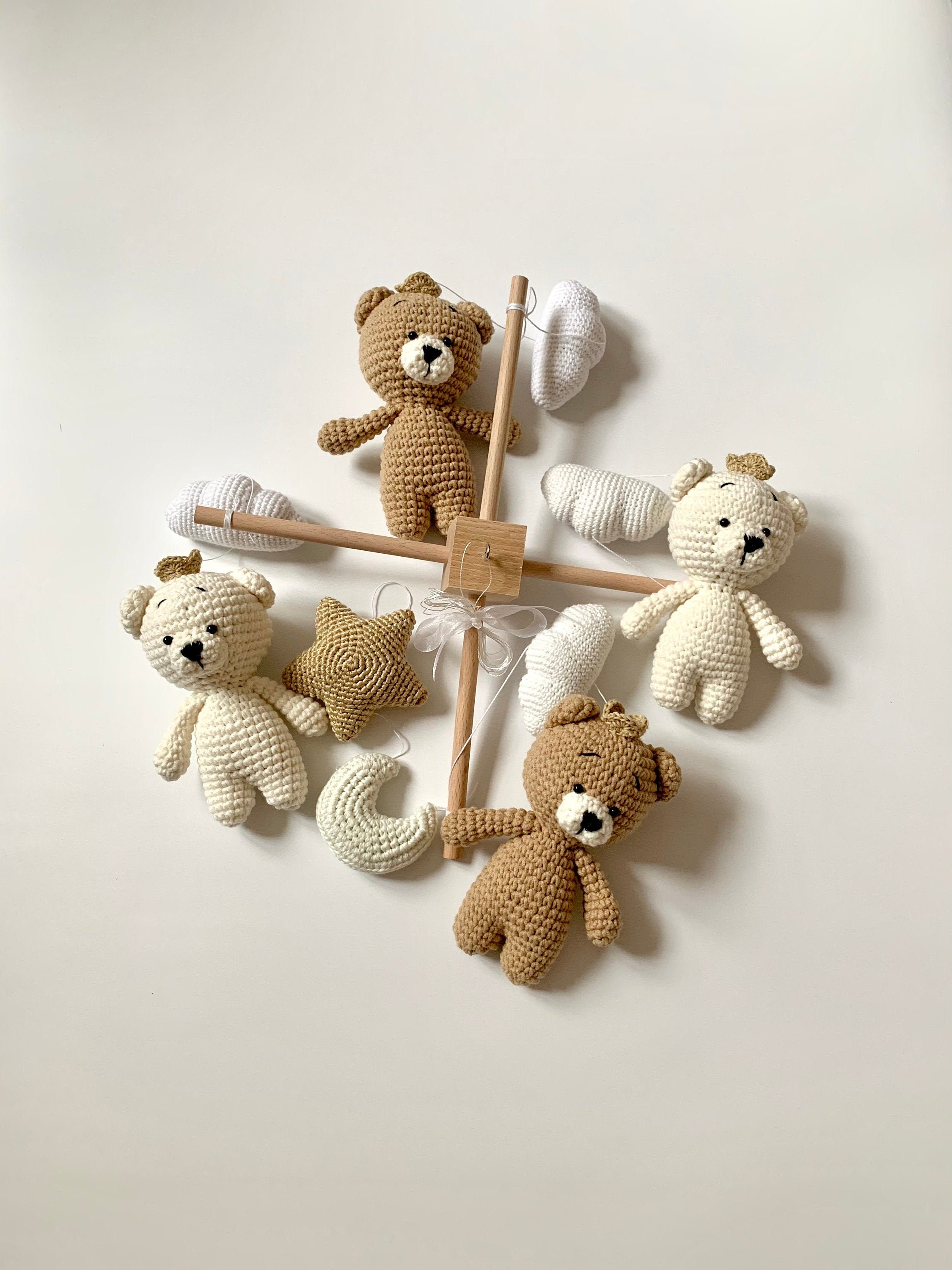 Mobile bébé Teddy Bear - Biscuit/Naturel