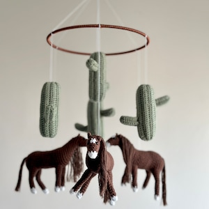 Handmade horses baby mobile, crochet horses baby nursery, crochet horse theme baby mobile, shower gift image 9