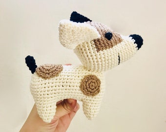 Crochet Jack puppy, crochet Puppy, stuffed animal, stuffed puppy, cute gift for decoration and playable