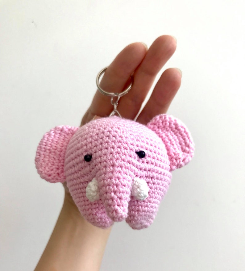 Crochet Baby Elephant Keychain Pure Handmade Little Gift Etsy