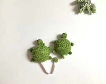 Crochet green turtle tapemeasure, Crochet turtles, turtle tape measure