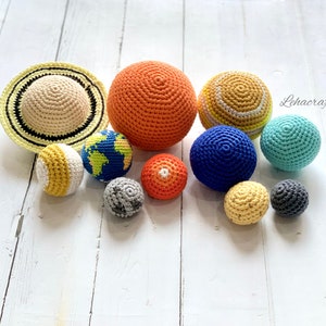 Combo Handmade Solar System, crochet planets plush toy, kid toy, children toy, learning planets Christmas gift, planet's ornaments